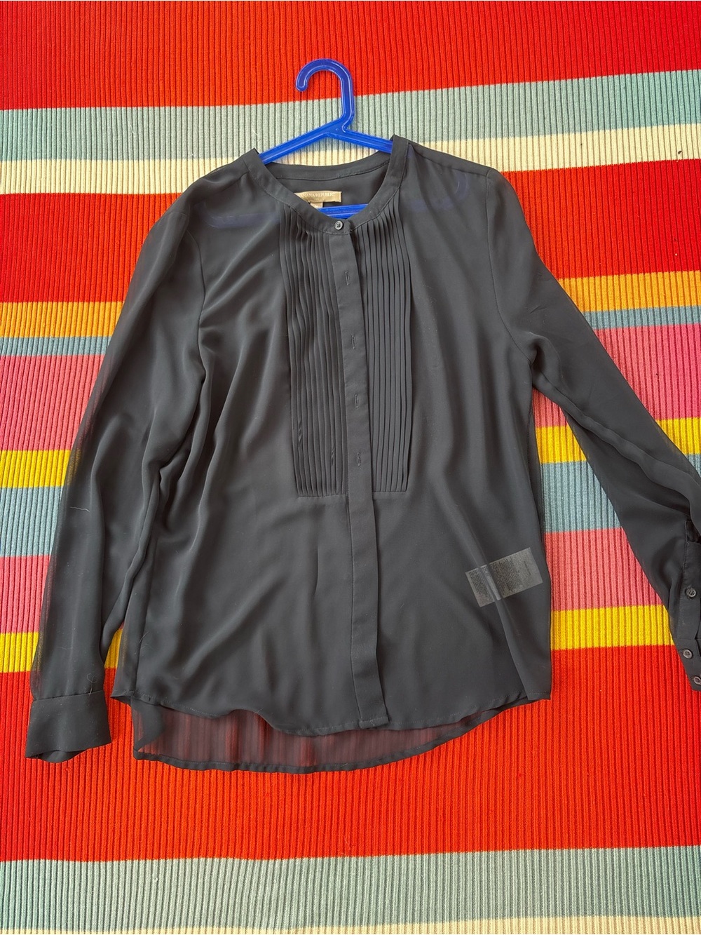 Banana Republic Black Pleated Front Button-Down Blouse